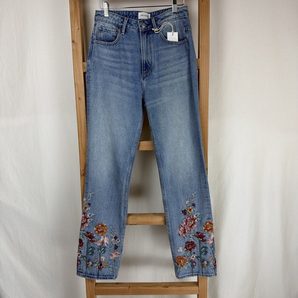 NWT Drifwood Light Washed Blue Floral Embroidered Jeans Womens 25 #0773 - Picture 1 of 5